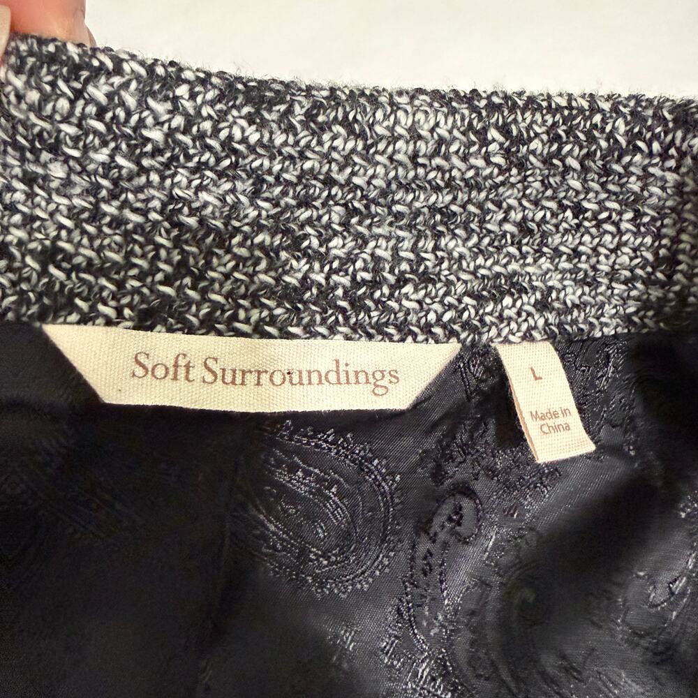 Soft Surrounding St James Jacket Blazer L Black White Tweed Academia Preppy Work - Picture 4 of 13